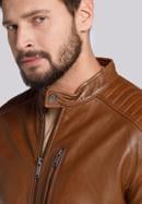 Pánská kožená bunda, hnědá, 91-09-750-5-L, Obrázek 5