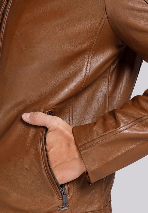 Pánská kožená bunda, hnědá, 91-09-750-5-L, Obrázek 6