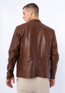 Pánská kožená bunda se stojáčkem na knoflíky a prošíváním, hnědá, 97-09-850-1-M, Obrázek 18