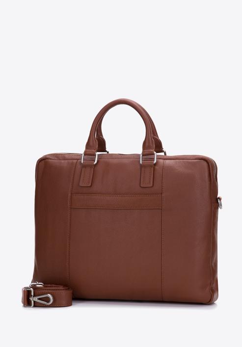 Pánská kožená taška na notebook 15,6" s dvojitým prošíváním, hnědá, 97-3U-006-5, Obrázek 2