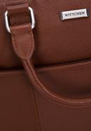 Pánská kožená taška na notebook 15,6" s dvojitým prošíváním, hnědá, 97-3U-006-1, Obrázek 4