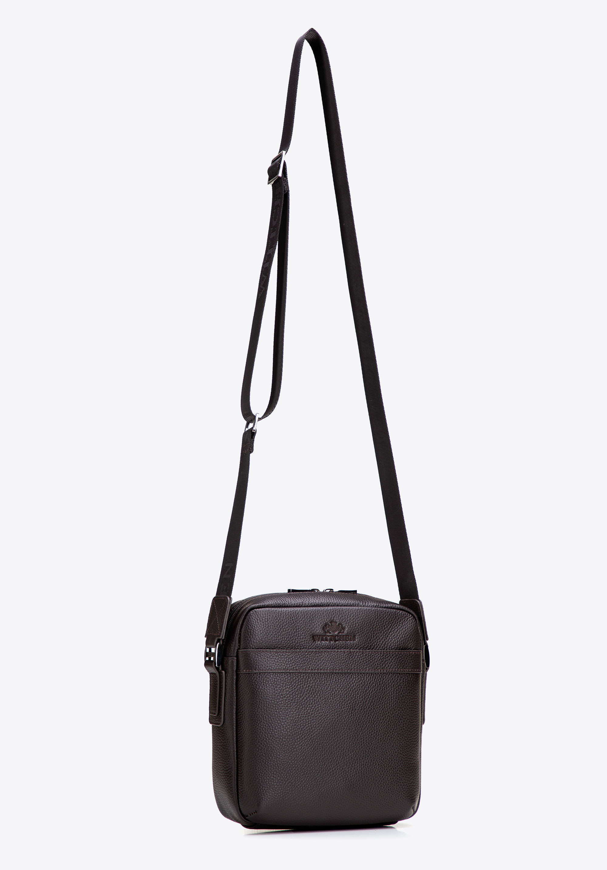 Pánská kožená taška přes rameno s oblázkovým vzorem, hnědá, 29-4U-307-4, Obrázek 1