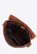 Pánská kožená taška s dvojitě prošívanou klopou, hnědá, 97-4U-008-5, Obrázek 3