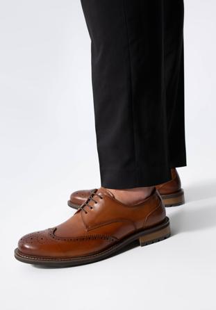 Pánské boty z perforované kůže, hnědá, 98-M-713-4-44, Obrázek 1