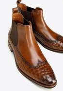 Pánské kožené boty s motivem krokodýli kůže, hnědá, 97-M-507-1-41, Obrázek 7