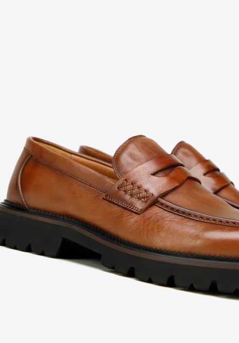 Pánské kožené boty s ozdobným lemováním, hnědá, 97-M-516-4-44, Obrázek 7