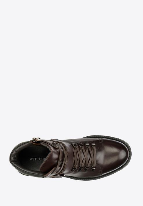 Pánské kožené boty s přezkou, hnědá, 97-M-502-N-45, Obrázek 6