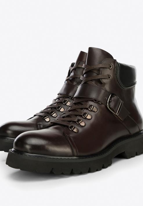 Pánské kožené boty s přezkou, hnědá, 97-M-502-4-39, Obrázek 7