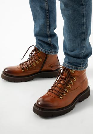 Pánské kožené boty se světlou podrážkou, hnědá, 97-M-501-4-44, Obrázek 1