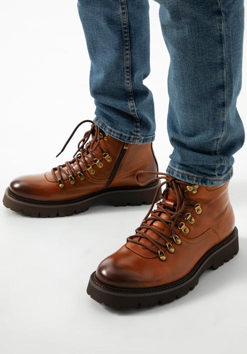Pánské kožené boty se světlou podrážkou, hnědá, 97-M-501-4-40, Obrázek 15