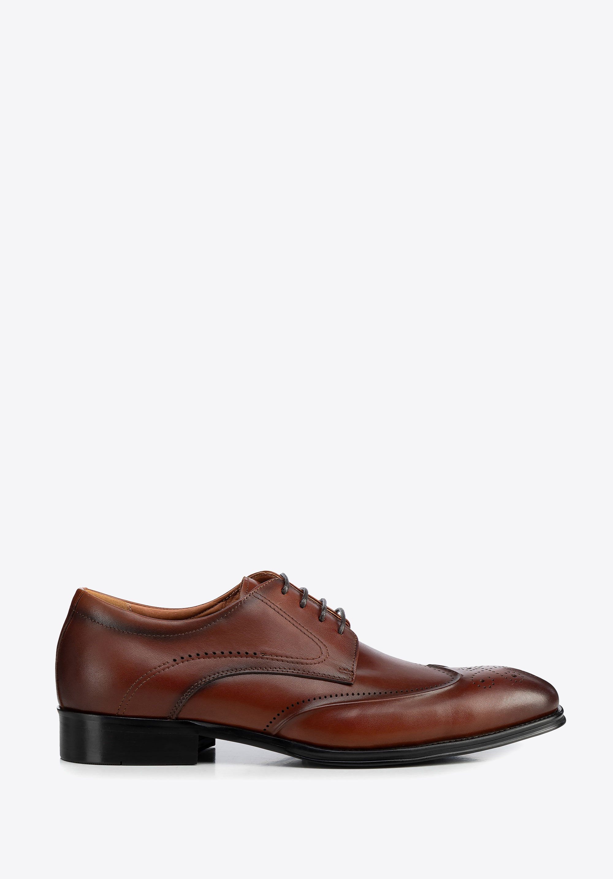Pánske kožené brogues s krídelkami, hnedá, 100-M-516-5-44, Obrázok 1