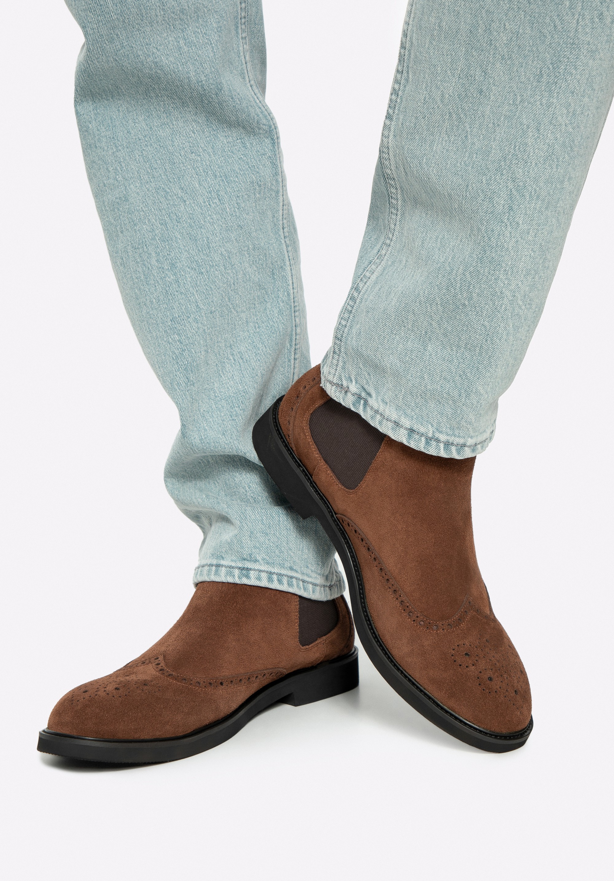 Pánske semišové členkové čižmy, hnedá, 99-M-707-5-43, Obrázok 1