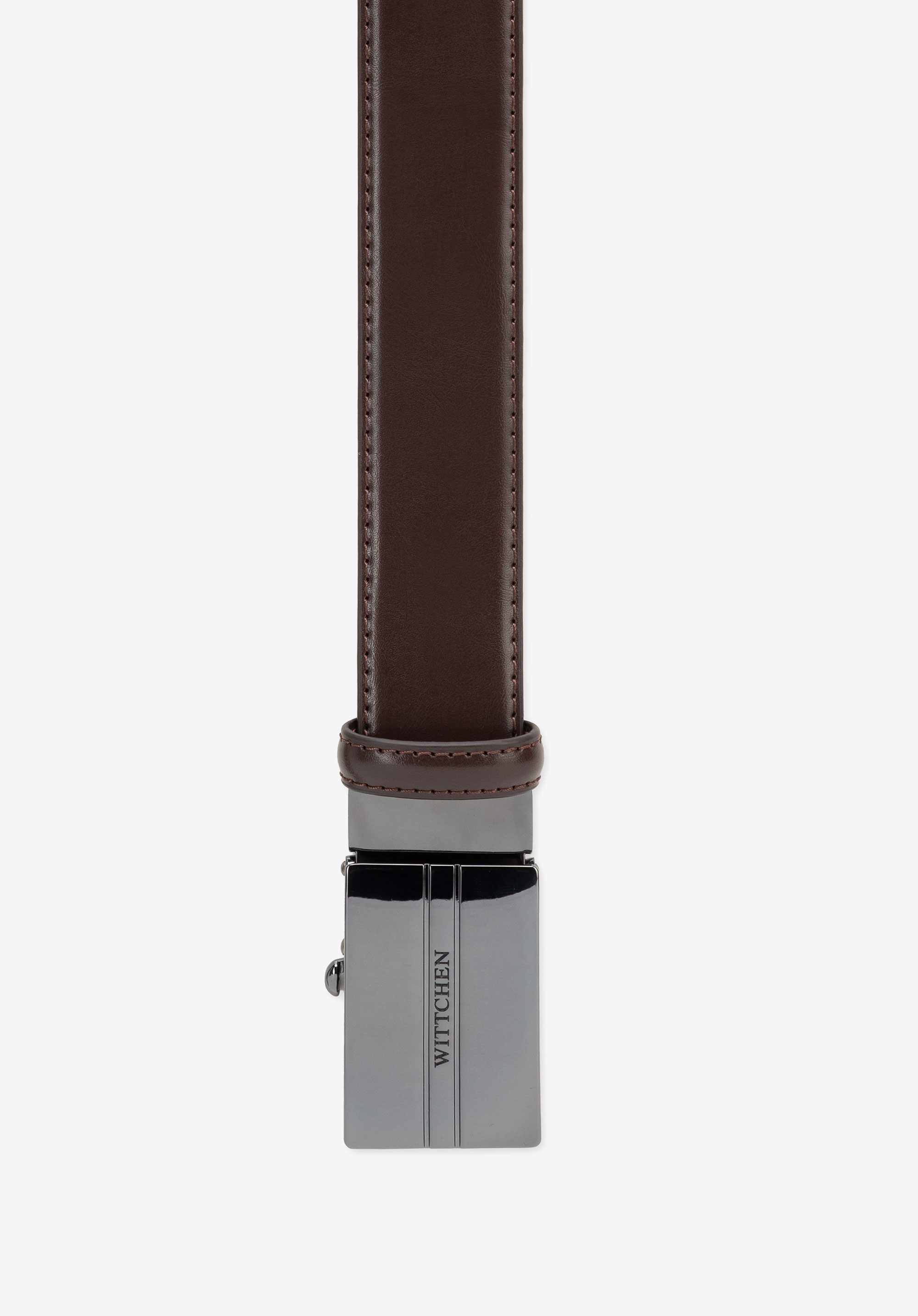 Pánský kožený opasek s automatickou přezkou, hnědá, 103-8M-915-4-90, Obrázek 1