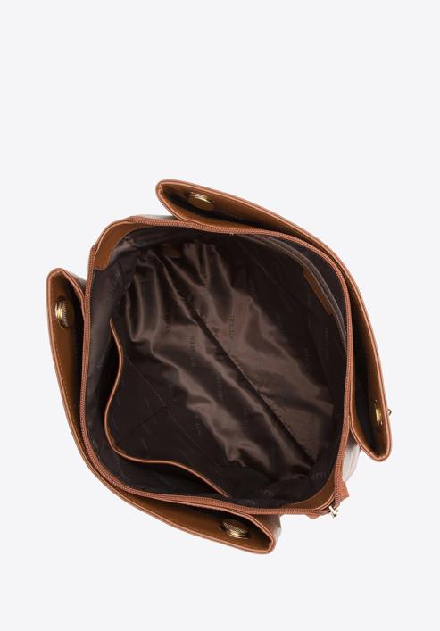Tříkomorová dámská kabelka z přírodní kůže, hnědá, 97-4E-621-3, Obrázek 4