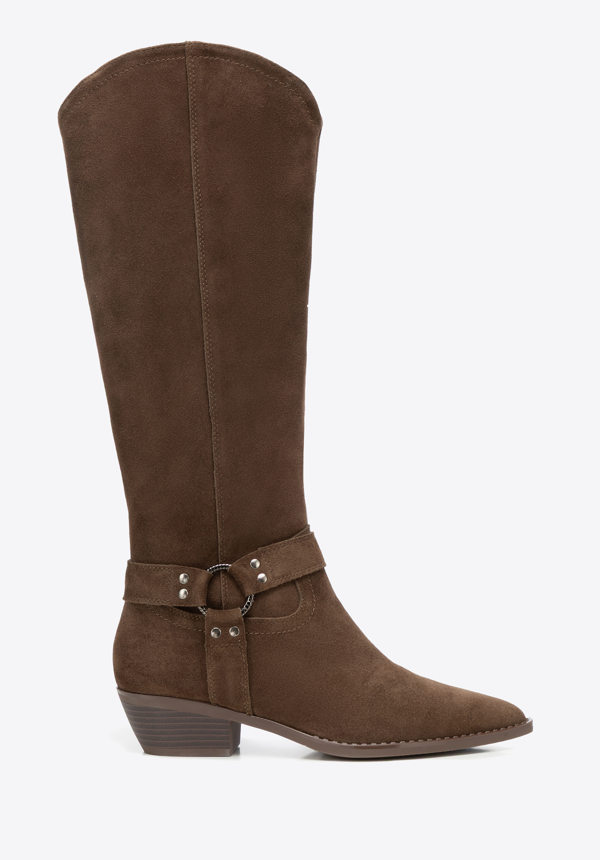 Vysoké semišové kovbojské boty, hnědá, 101-D-962-4-37, Obrázek 1