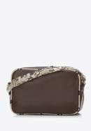 Dámská kabelka s lemem z ekologické kůže s texturou ještěrky, hnědo-béžová, 97-4Y-509-9, Obrázek 2