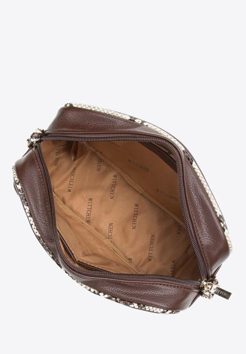 Dámská kabelka s lemem z ekologické kůže s texturou ještěrky, hnědo-béžová, 97-4Y-509-1, Obrázek 3