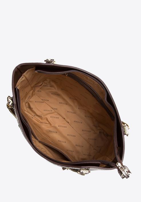Dámská kabelka z ekologické kůže se zvířecí texturou, hnědo-béžová, 97-4Y-508-9, Obrázek 4