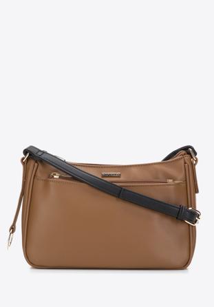 Dámská dvoubarevná kabelka s přední kapsou, hnědo-černá, 97-4Y-630-9, Obrázek 1