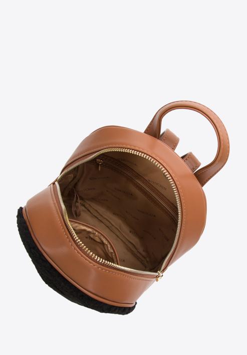 Dámský batoh s přední částí z ekologické kožešiny, hnědo-černá, 97-4Y-504-1, Obrázek 3