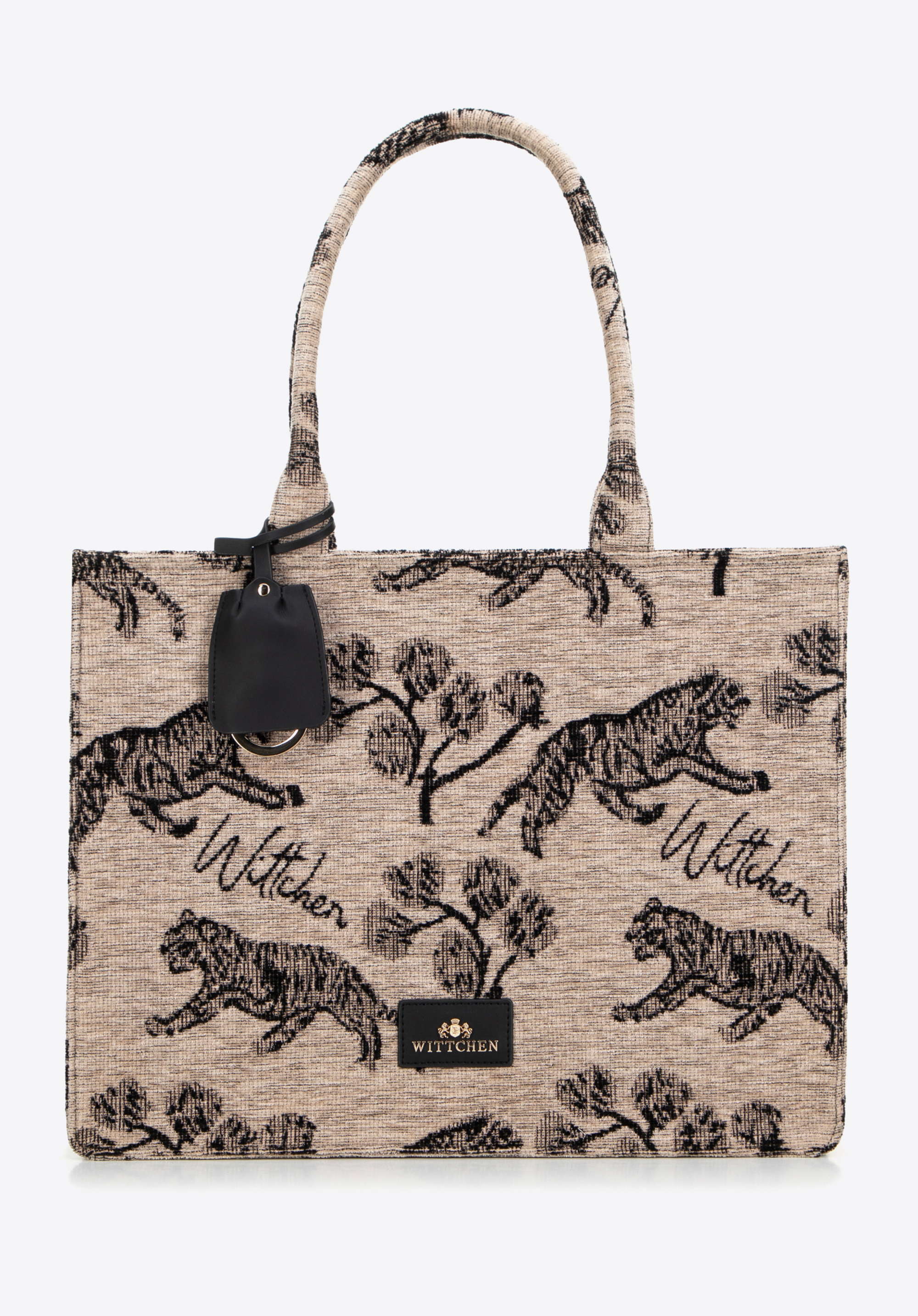 Dámska žakárová nákupná taška so vzorom, hnedo-čierna, 99-4E-500-X9, Obrázok 1