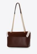 Dámská kožená kabelka s ekologickou kožešinou, hnědo-krémová, 97-4E-606-1, Obrázek 3