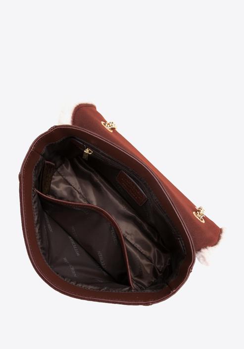 Dámská kožená kabelka s ekologickou kožešinou, hnědo-krémová, 97-4E-606-4, Obrázek 4