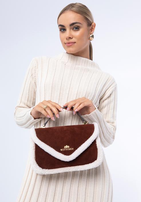 Malá dámská kabelka s ekologickou kožešinou, hnědo-krémová, 97-4E-607-1, Obrázek 15