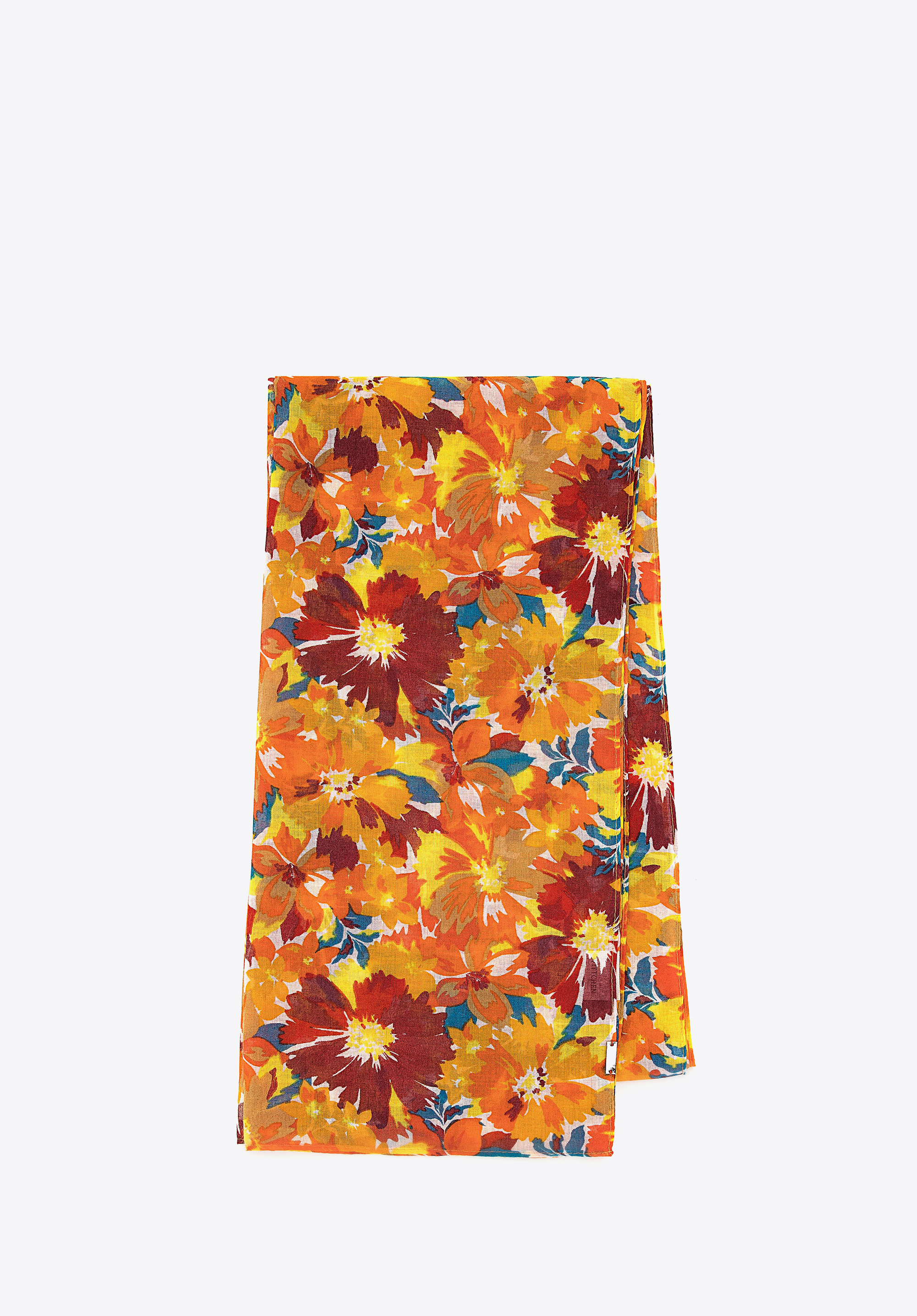 Dámska šatka s kvetinovým vzorom, hnedo-oranžová, 100-7D-004-X, Obrázok 1