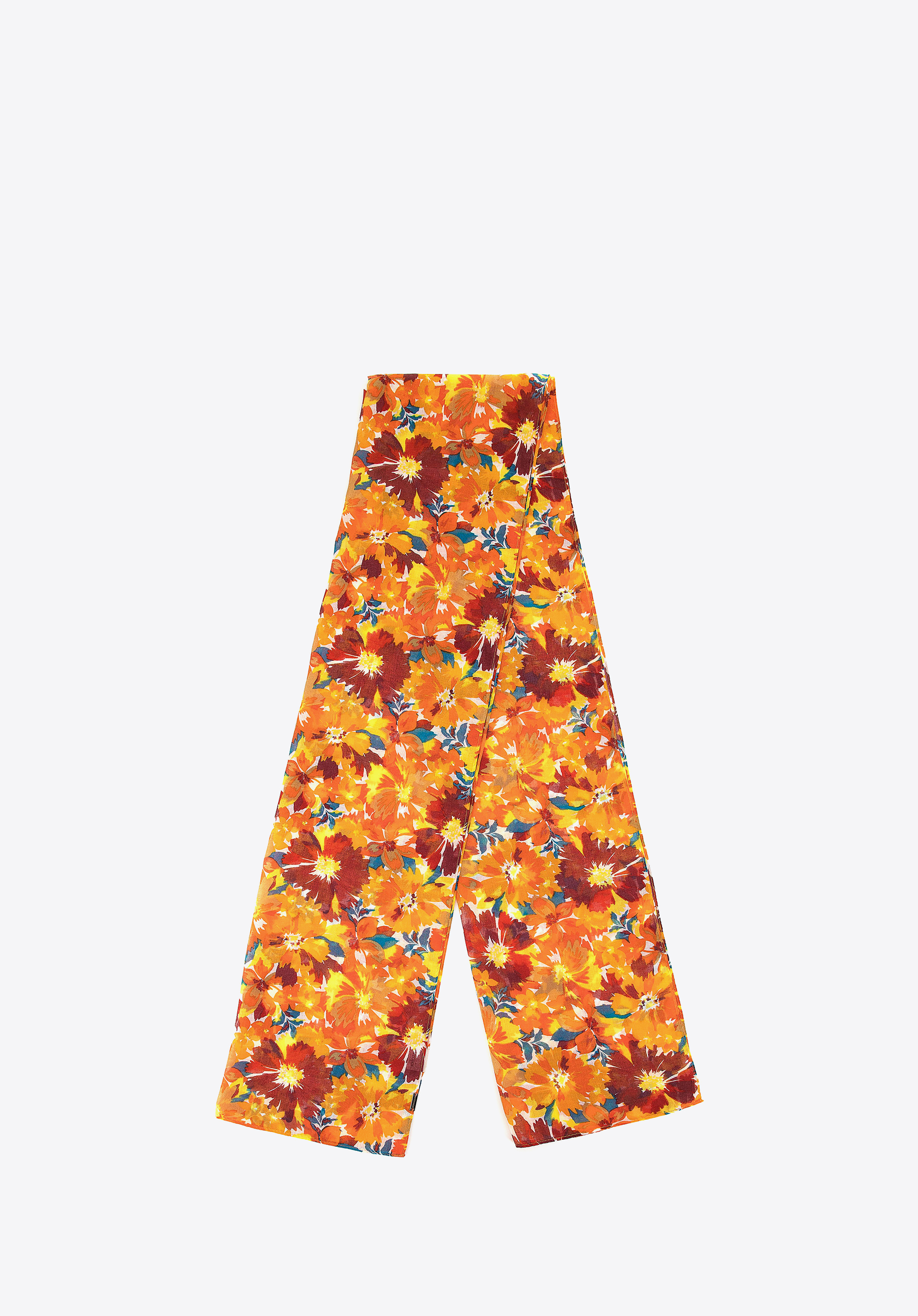 Dámska šatka s kvetinovým vzorom, hnedo-oranžová, 100-7D-004-X, Obrázok 1