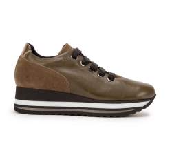 Adidași damă din trei tipuri de piele pe platforma, kaki, 93-D-652-Z-40, Fotografie 1