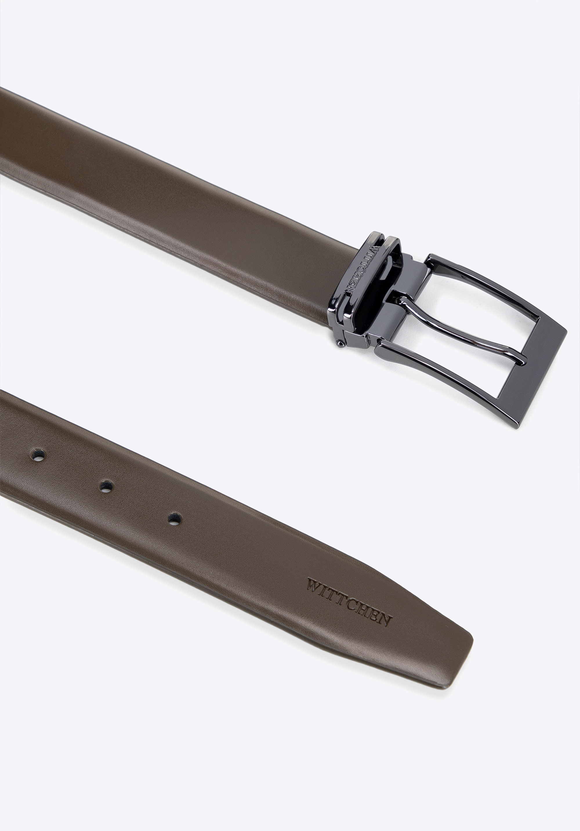 Pánsky kožený opasok s nastaviteľnou dĺžkou, kaki, 101-8M-210-Z-M, Obrázok 1