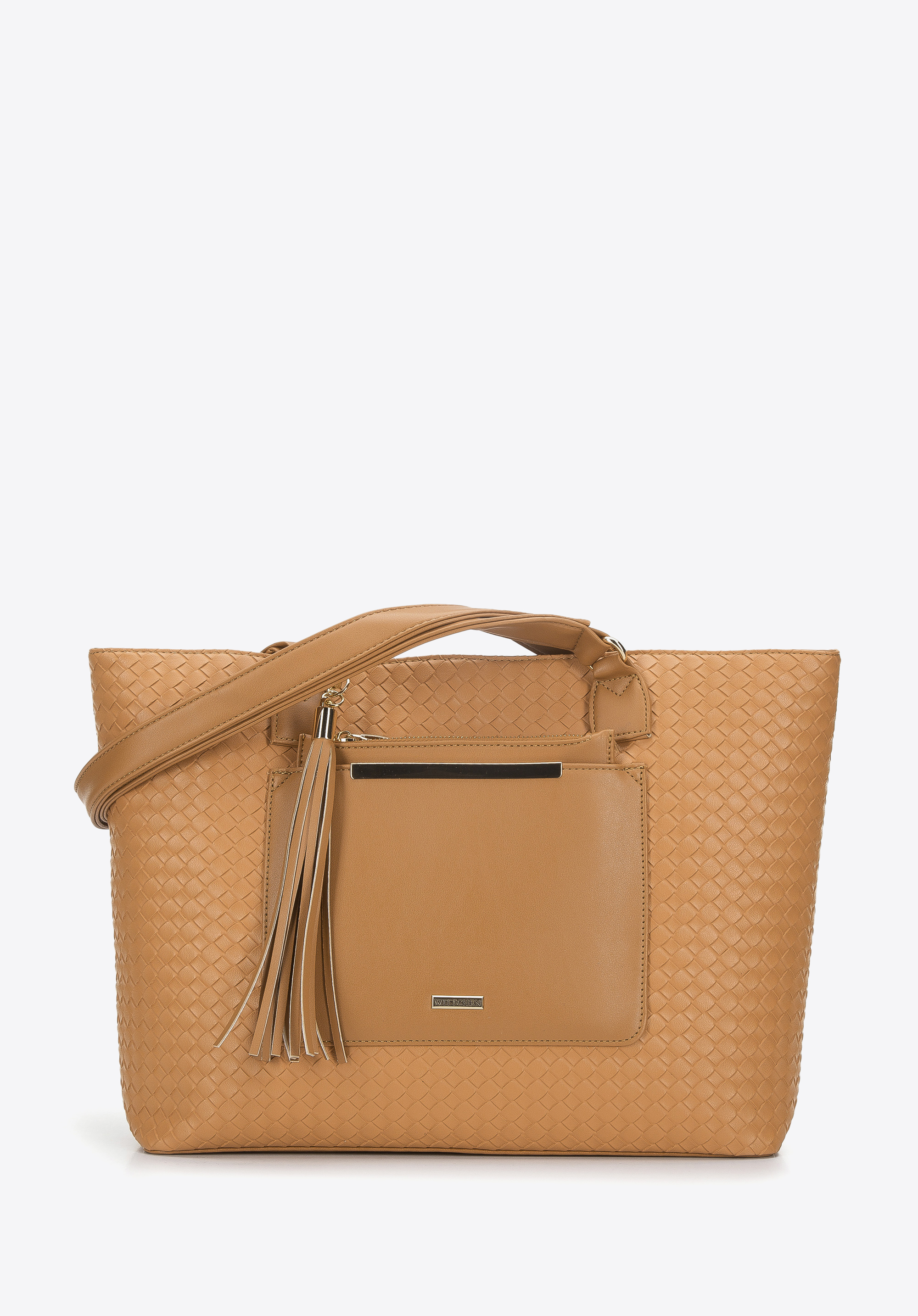 Shopper-Tasche mit geprägtem Geflechtmuster