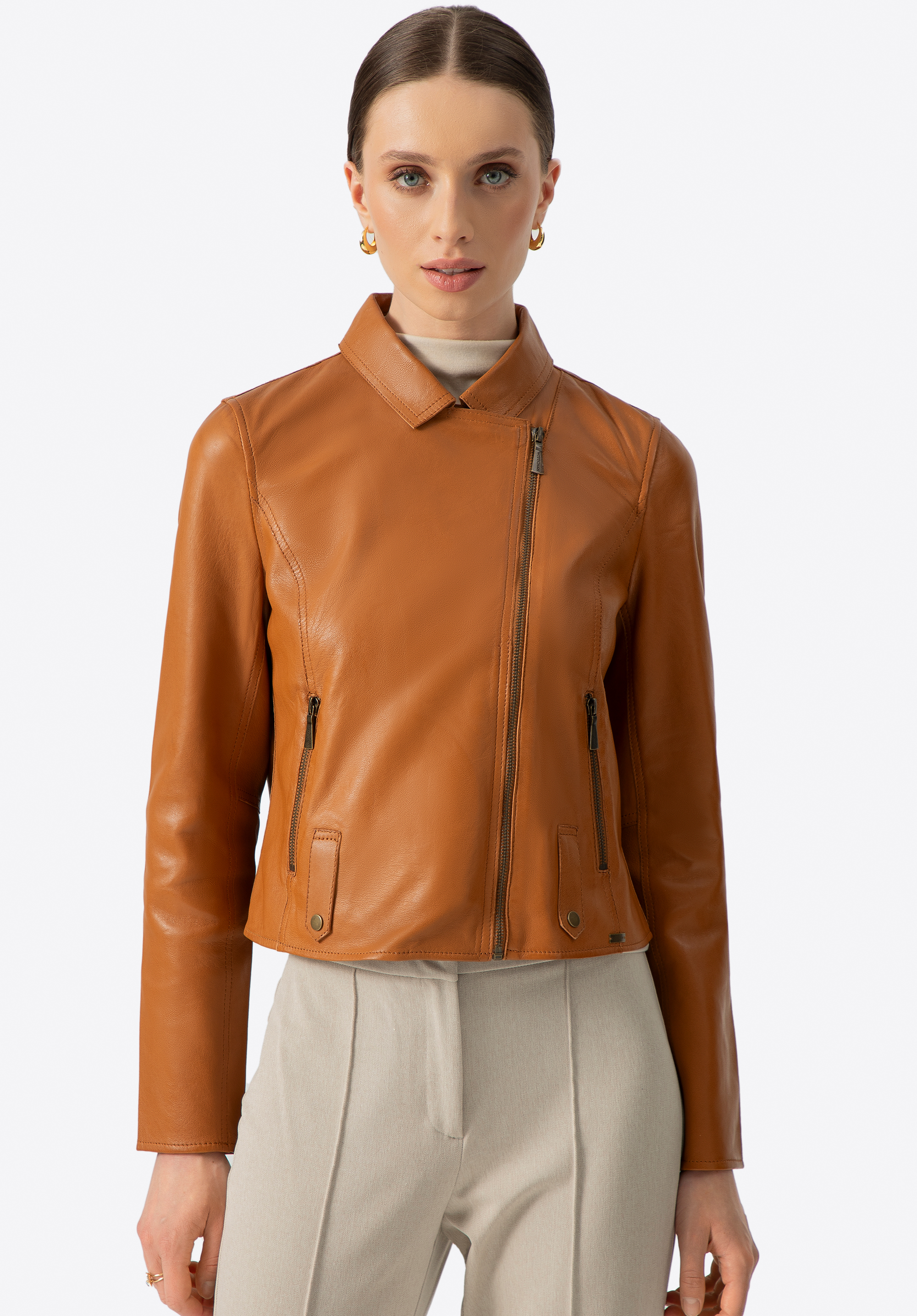 Dámská bunda z ovčí kůže, karamelová, 100-09-400-5-XL, Obrázek 1