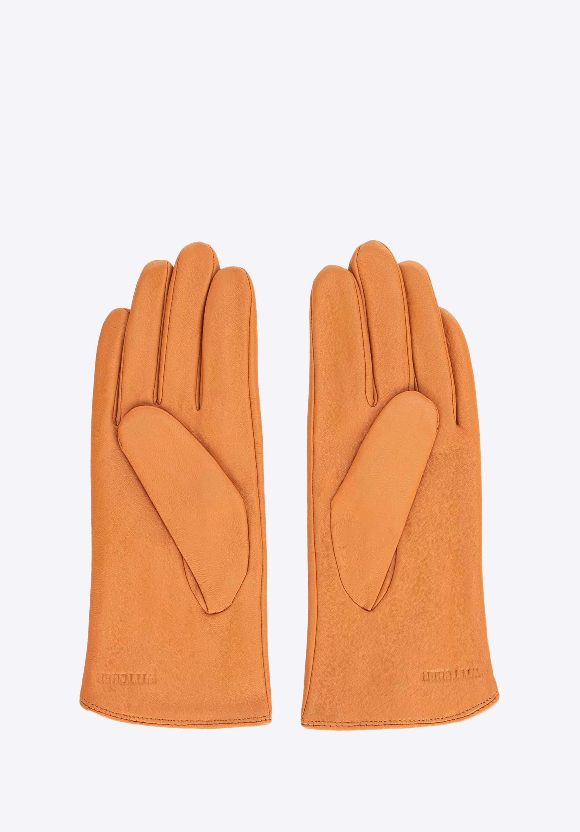 Damen Lederhandschuhe mit feinen Nähten, Karmell, 39-6L-963-9-M, Bild 1
