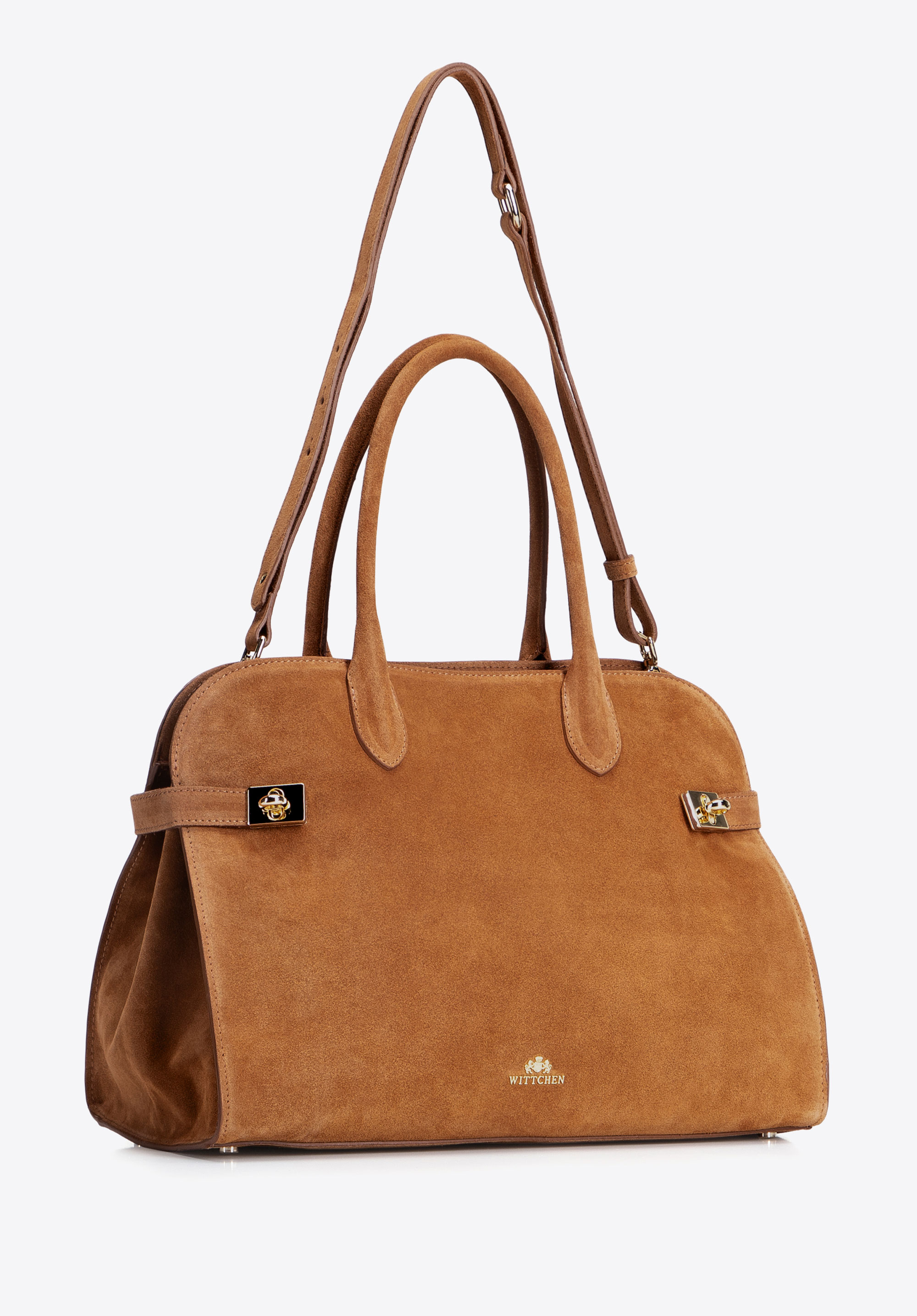 Große Wildledertasche für Damen, Karmell, 103-4E-001-4, Bild 1