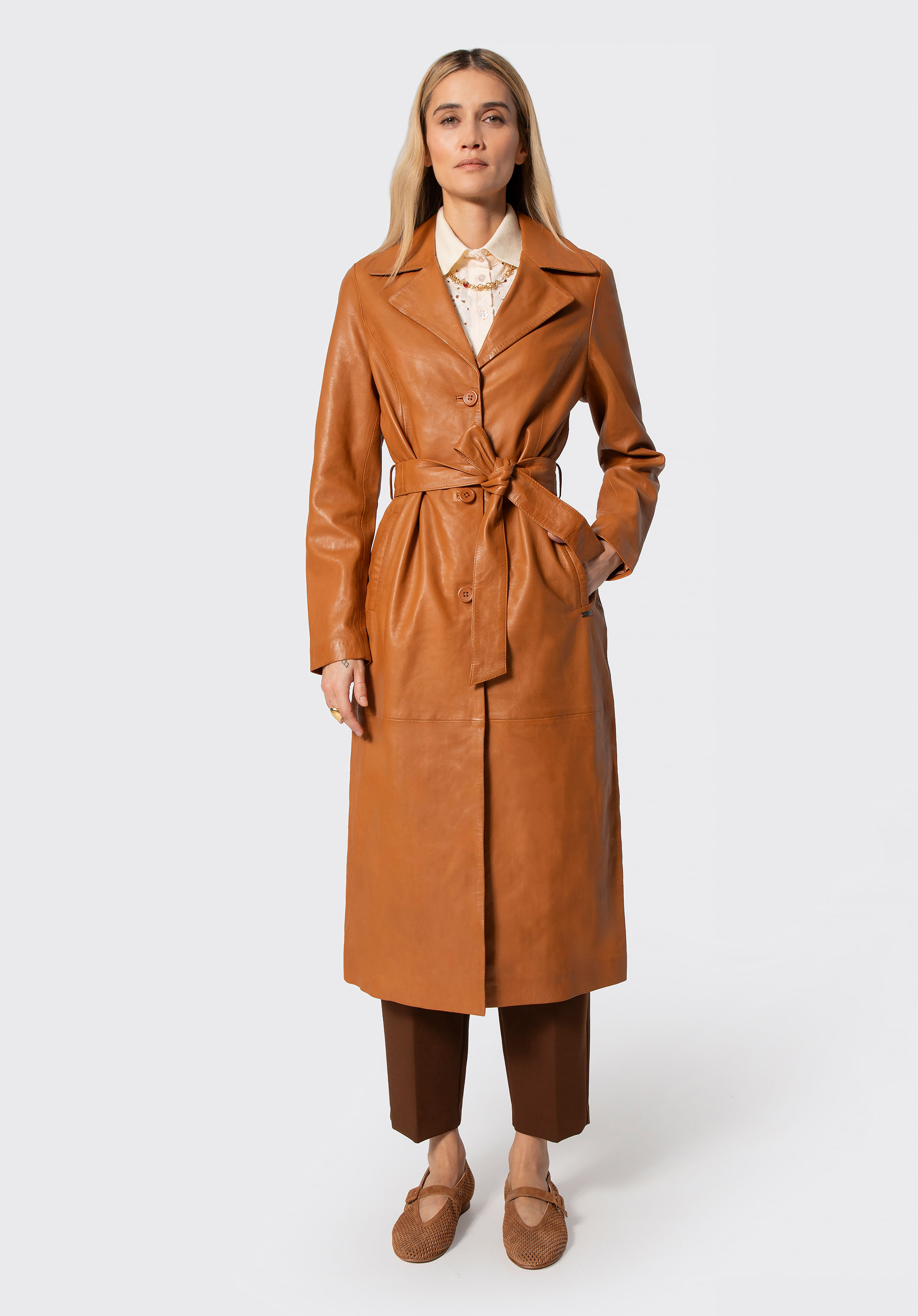 Langer Mantel aus Schafspelz für Damen, Karmell, 100-09-415-5-XL, Bild 1