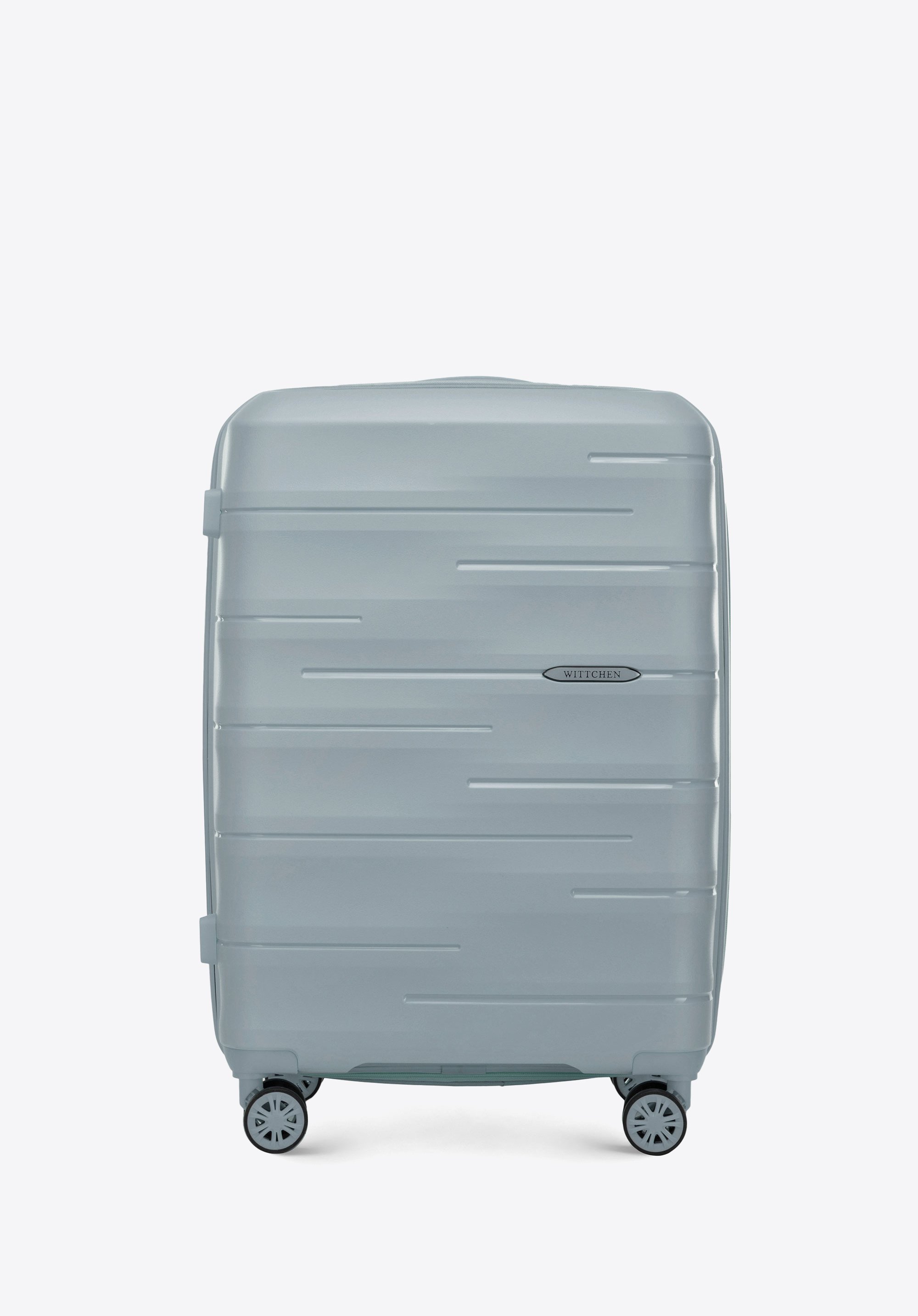 Közepes polipropilén bordás bőrönd, kék, 56-3T-142-B-00, Fénykép 1