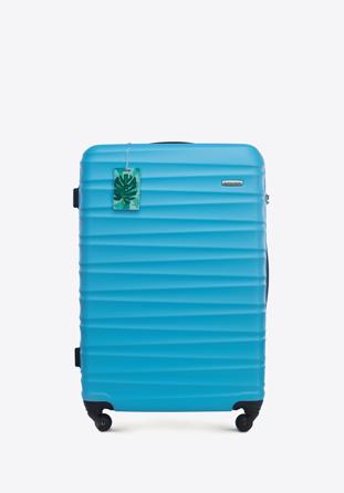 Nagyméretű bőrönd poggyászcímkével, kék, 56-3A-313-70Z, Fénykép 1