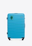 Nagyméretű bőrönd poggyászcímkével, kék, 56-3A-313-35Z, Fénykép 1