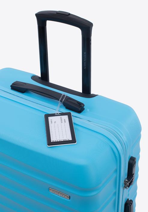 Nagyméretű bőrönd poggyászcímkével, kék, 56-3A-313-35Z, Fénykép 2