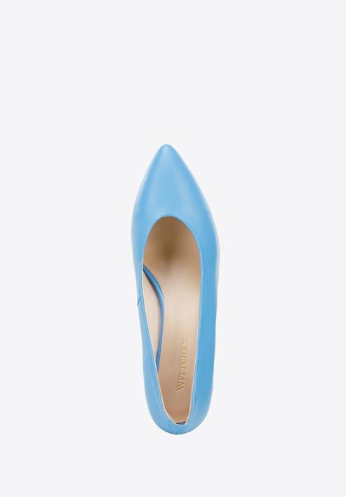 Női bőr magassarkú cipő, kék, 96-D-501-Z-35, Fénykép 4