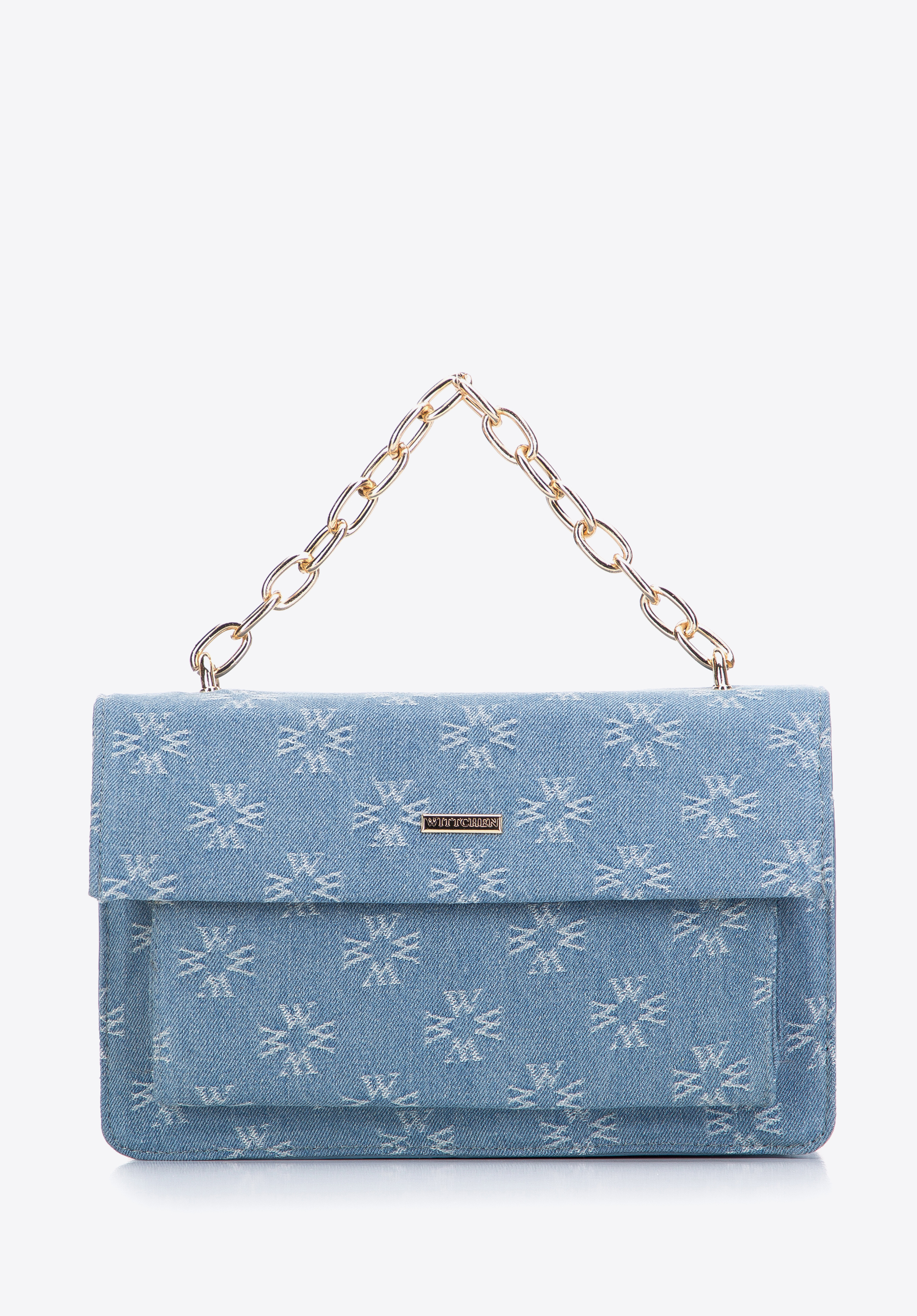 Női monogramos farmer táska, kék, 97-4Y-212-1, Fénykép 1