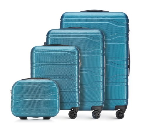 Polikarbonát bőrönd szett modern mintával, kék, 56-3P-98K-31, Fénykép 1