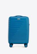 Polipropilén kabinbőrönd fényes csíkokkal, kék, 56-3T-161-86, Fénykép 1