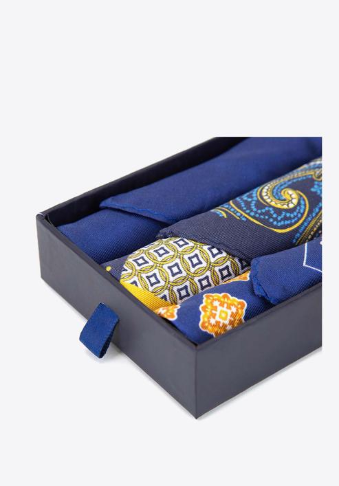 Férfi selyemkendő  ajándékkészlet, kék sárga, 92-7Z-001-X2, Fénykép 5