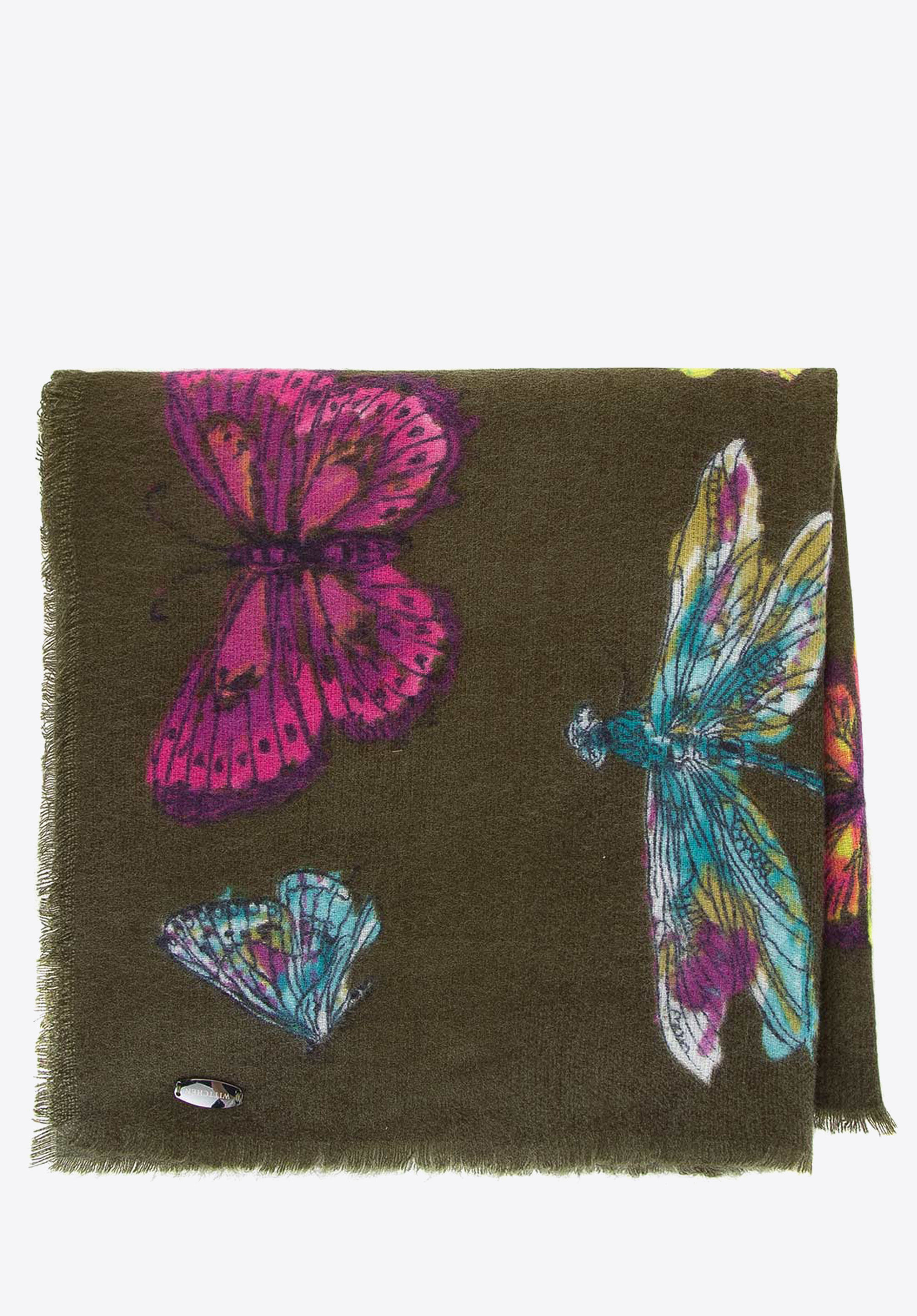 DAMENSCHAL MIT SCHMETTERLING-MUSTER, khaki, 91-7D-X23-X1, Bild 1
