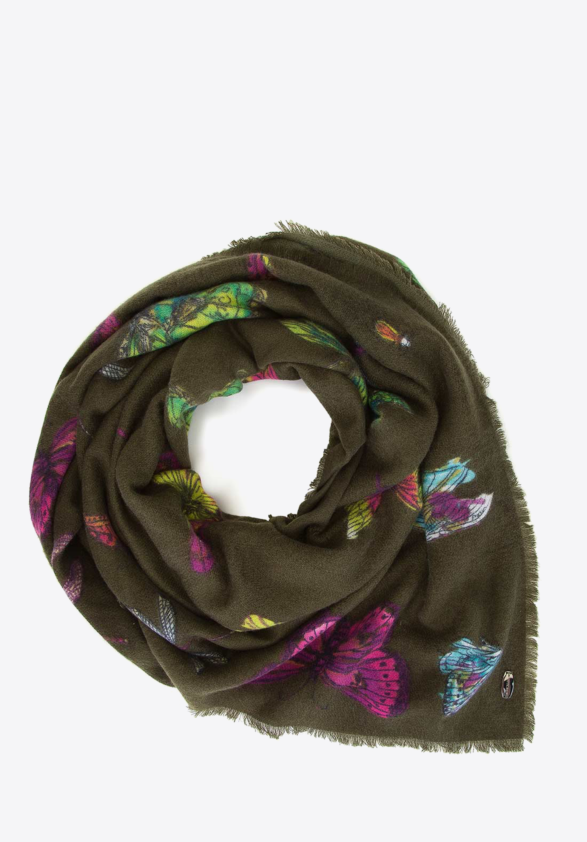 DAMENSCHAL MIT SCHMETTERLING-MUSTER, khaki, 91-7D-X23-X1, Bild 1