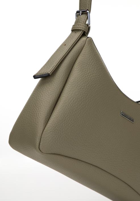 Dámská lichoběžníková kabelka z ekologické kůže s prošíváním, khaki, 98-4Y-600-0, Obrázek 4