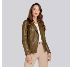 Puha eco-bőrből készült női kabát, khaki, 93-9P-109-Z-L, Fénykép 1